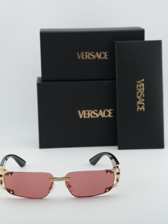 Versace VE2291 100275 Rectangle Sunglasses – Gold/Havana\\Red